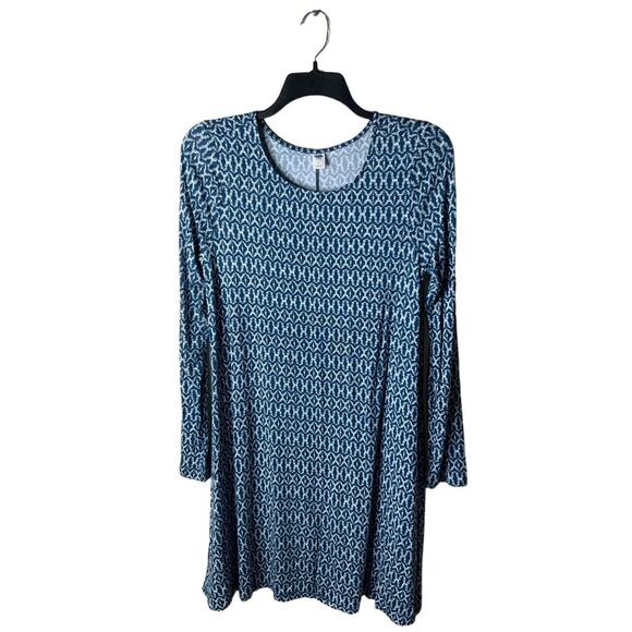 Old Navy Tunic Top Womens Large Long Sleeve Geometric Stretch Flowy Casual - Picture 1 of 9